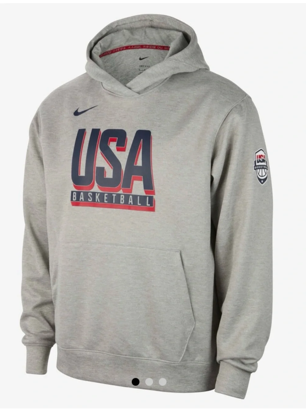 Nike USA Basketball Gray Hooded Sweatshirt with Navy & Red Logo